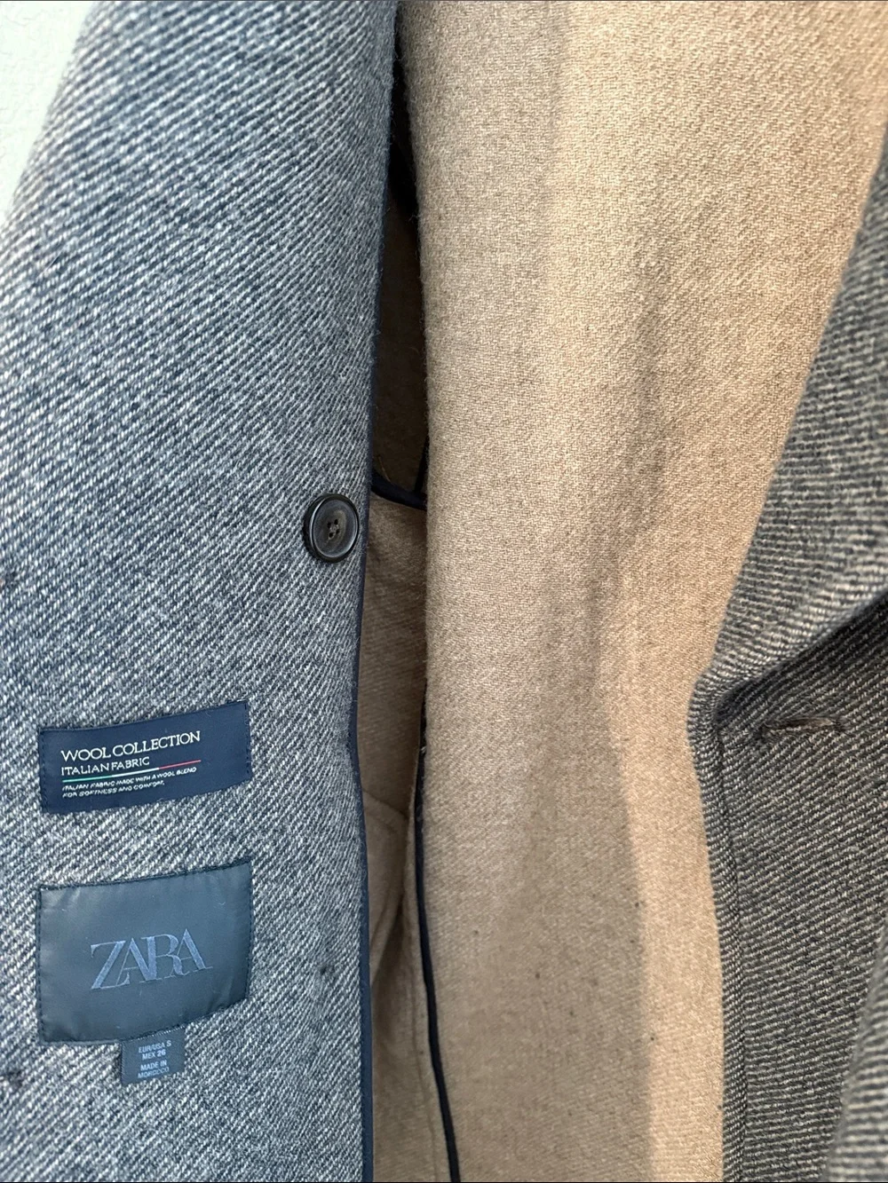 Zara Brown Double-Breasted Pea Coat